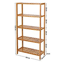 Songmics Επιτοίχια Ραφιέρα Μπάνιου Bamboo με 4 Ράφια 60x26x130cm