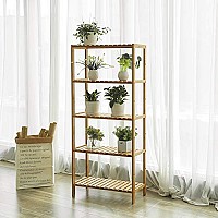 Songmics Επιτοίχια Ραφιέρα Μπάνιου Bamboo με 4 Ράφια 60x26x130cm