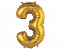 Number Gold Matt Gold number 3 mini foil balloon 35 cm