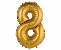 Number Gold Matt Gold 8 mini foil balloon 35 cm