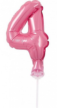 Number Pink Pink number 4 foil balloon for cake 13 cm