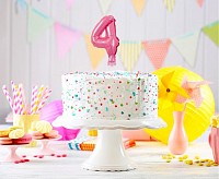 Number Pink Pink number 4 foil balloon for cake 13 cm