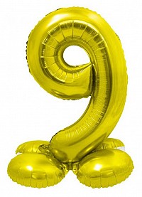 Number Gold Gold number 9 foil balloon with base 72 cm