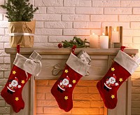 Christmas St. Nicholas i fireplace stocking, boot 47 cm