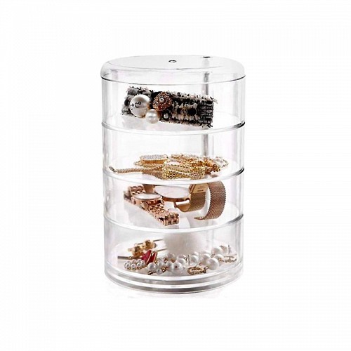 Περιστρεφόμενη Θήκη Κοσμημάτων 4 Επιπέδων -Ακρυλική Υ14cm*Φ11.5 c.j Maripel CX-114