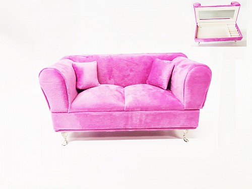 Κοσμηματοθήκη Βελουτέ "καναπές" Με Καθρέφτη Φούξια  24χ14χ11cm c.j Maripel