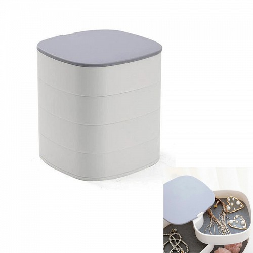 Περιστρεφόμενη Θήκη Κοσμημάτων 4 Θήκης& Καθρέφτης  Λευκό-Γκρι 12χ11χ11cm c.j Maripel WL-8041