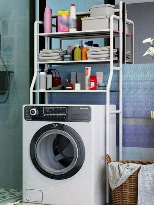 Λευκή Μεταλλική Ραφιέρα Μπάνιου για Πάνω από το Πλυντήριο/ Τουαλέτα