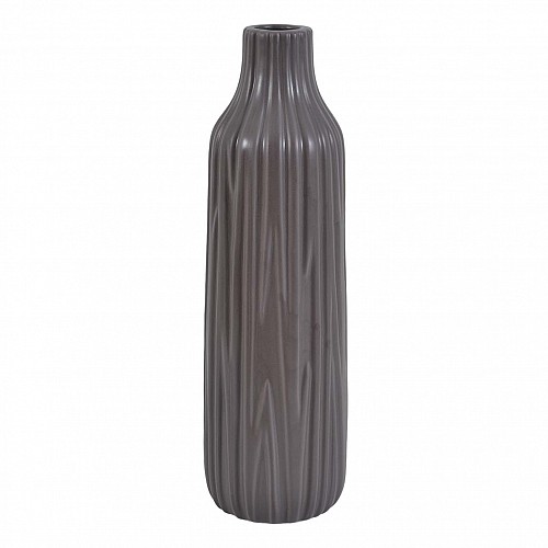 ΒΑΖΟ ΚΕΡΑΜΙΚΟ ΜΕ ΑΝΑΓΛΥΦΗ ΥΦΗ ΣΕ ΓΚΡΙ ΚΑΦΕ ΧΡΩΜΑ 13,5x13,5x46εκ. ANKOR