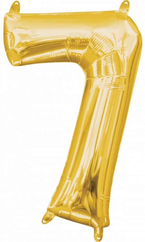 Number Gold, Gold mini number foil balloon number 7 - 40 cm