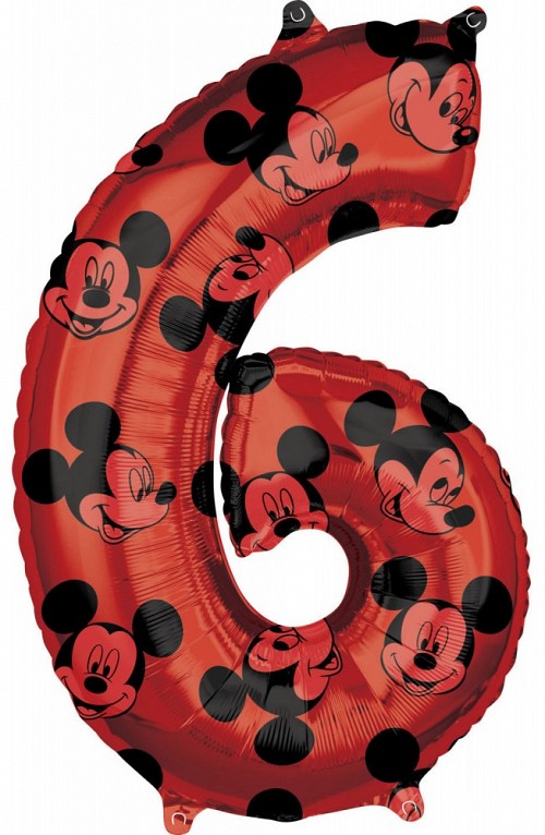 Disney Mickey  Red foil balloon number 6, 66 cm