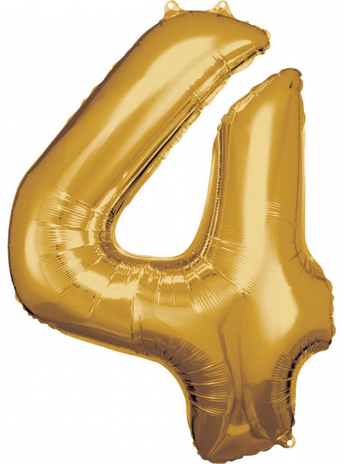 Number Gold, Giant Number 4 Foil Balloon, 86*66 cm