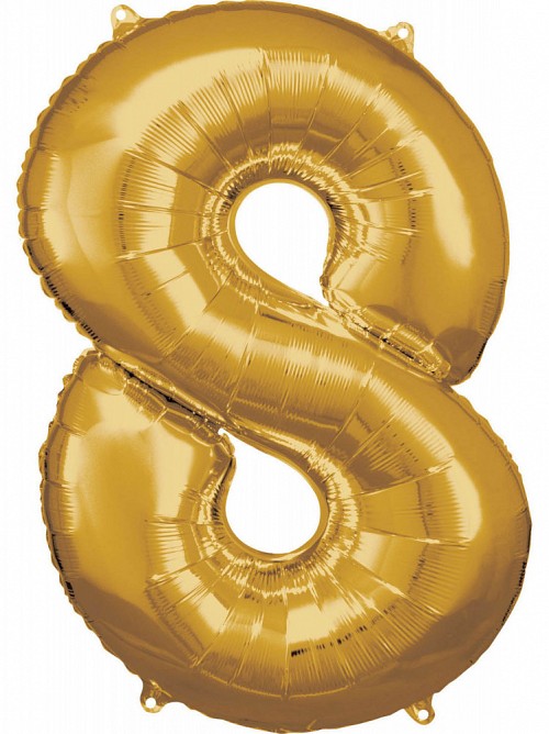 Number Gold, Giant Foil Balloon Number 8, 83*55 cm