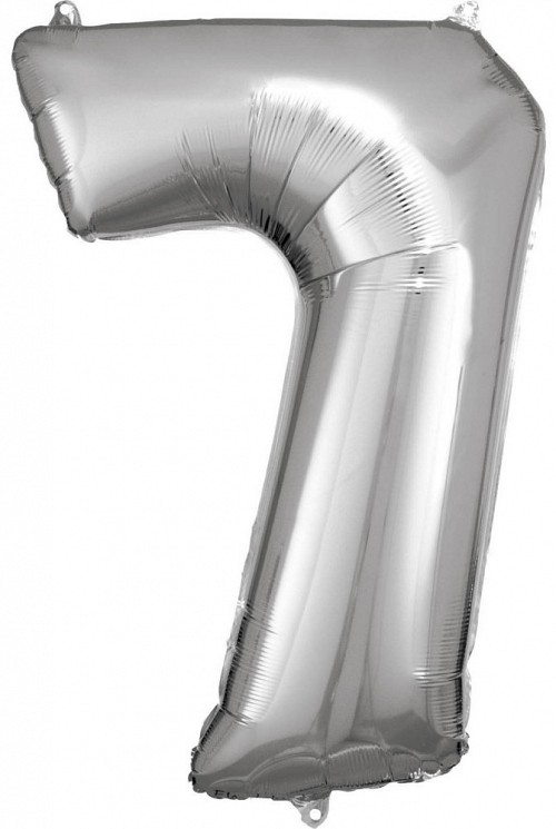 Number Giant Silver Number Foil Balloon 7, 83*55 cm