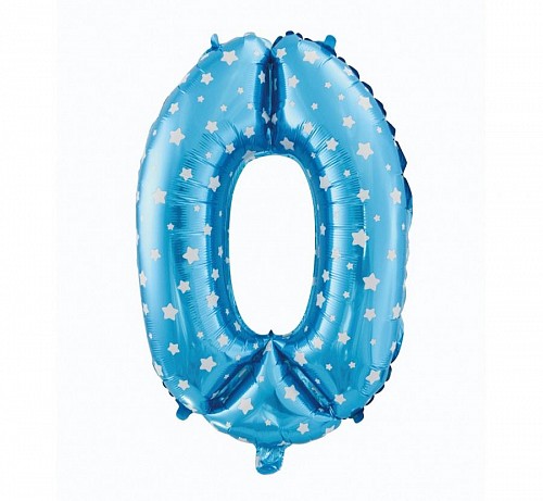 Number Blue with Stars Blue number 0 foil balloon 61 cm