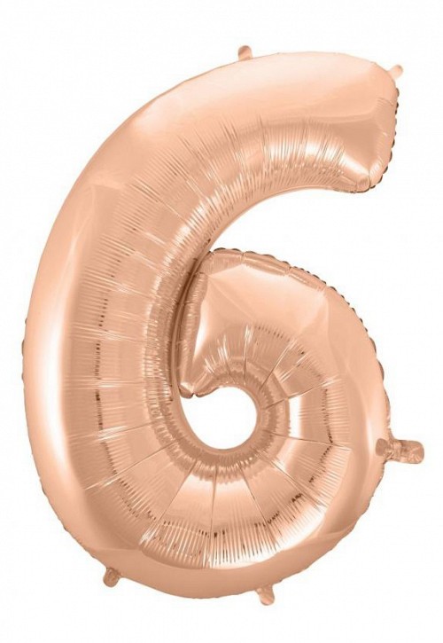 Number Rose Gold Number 6 foil balloon 92 cm