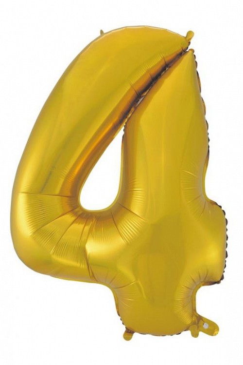 Number Gold Mat Gold Number 4 Foil Balloon 92 cm
