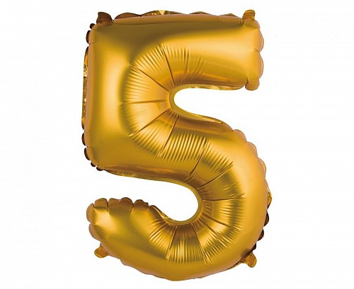 Number Gold Matt Gold 5 Mini Number Foil Balloon 35 cm