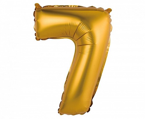 Number Gold Matt Gold 7 Mini Number Foil Balloon 35 cm