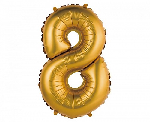 Number Gold Matt Gold 8 mini foil balloon 35 cm