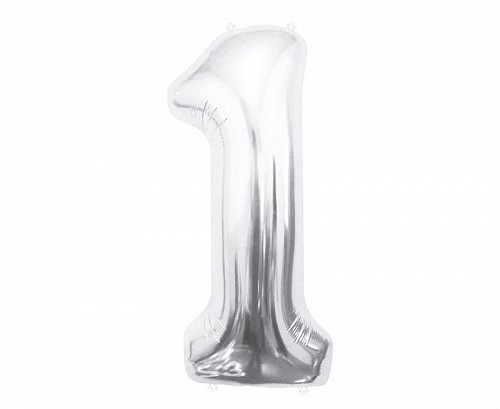 Number Silver, Number 1 foil balloon 85 cm