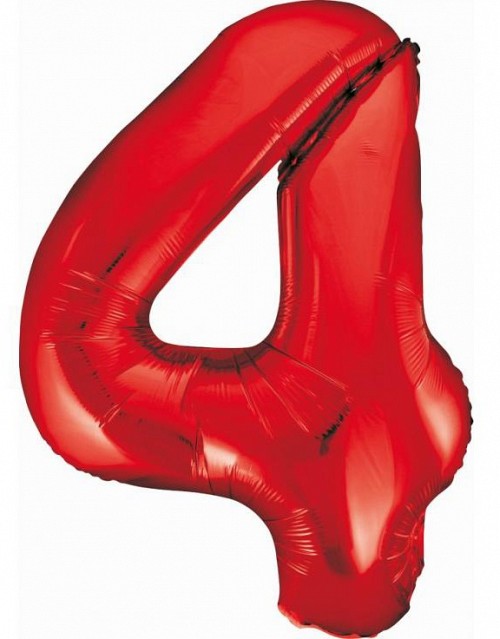 Number Red Red number 4 foil balloon 85 cm