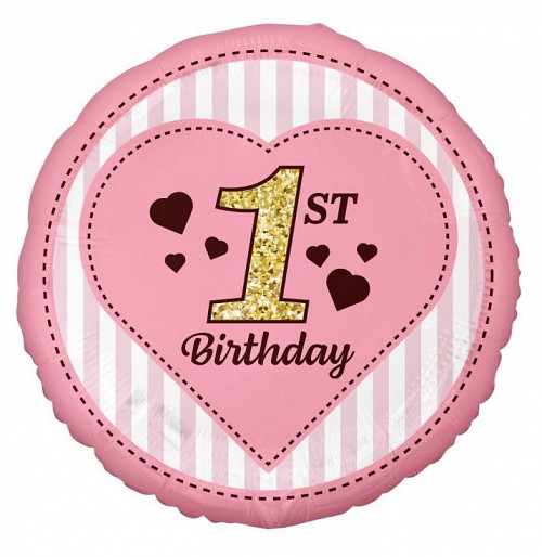 First Birthday Pink foil balloon 36 cm