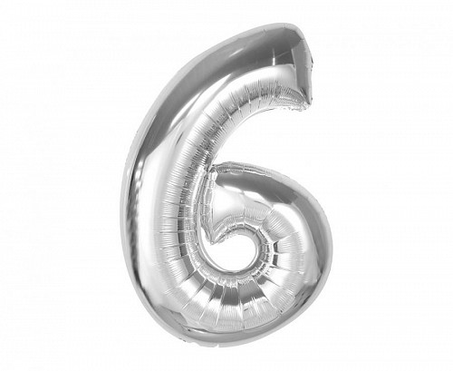 Number Silver Silver number 6 foil balloon 92 cm