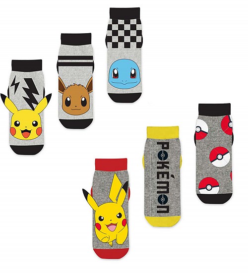 Pokémon Pika-Eevee-Squirtle kids no-show socks 23-34