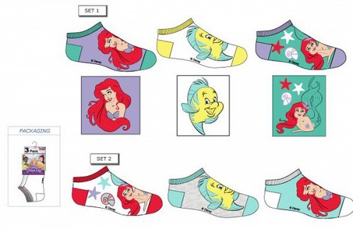 Disney Princess Ariel children's ankle socks 23-34