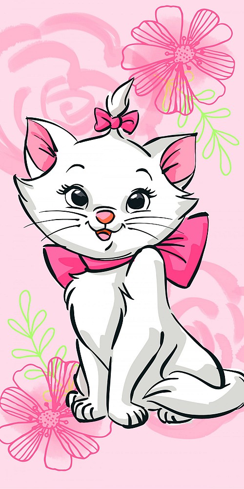 Disney Marie Cat Pink Flower Bath Towel, Beach Towel 70*140cm