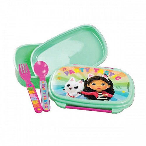 Gabby's Dollhouse Party-tastic sandwich box + cutlery set