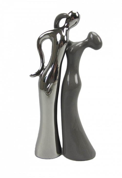 Κεραμικό Ζευγάρι διακοσμητικό χορευτές ασημί 14.5X6.5X30.5εκ.