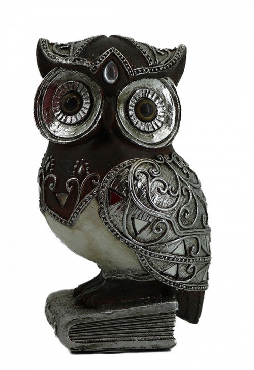 Διακοσμητική Κουκουβάγια Polyresin Ασημί  8x7x13εκ