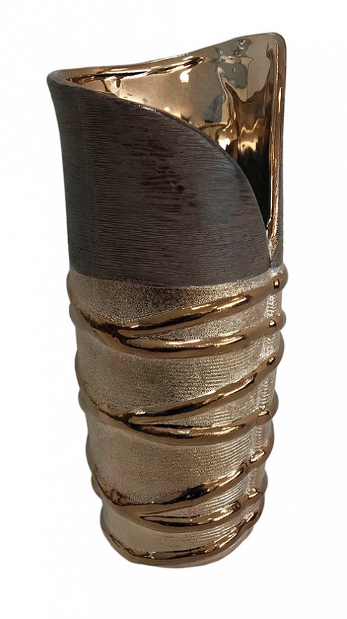 Βάζο Κεραμικό Διακοσμητικό Σε Καφέ-Χρυσό Χρώμα