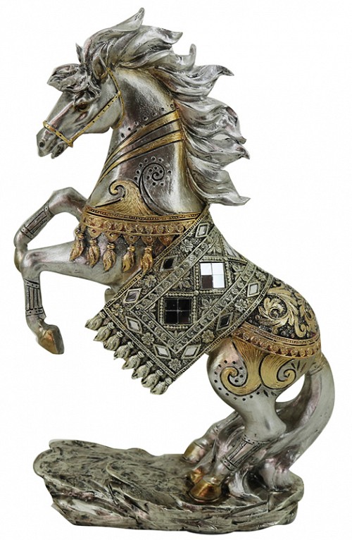 Διακοσμητική φιγούρα polyresin άλογο Ασημί/Χρυσό 19.5x7x30.5εκ