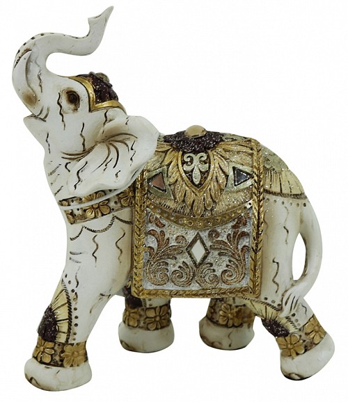 Διακοσμητικό Ελεφαντάκι Πολυεστερικό Εκρού/Χρυσό 11x5x13.5εκ.