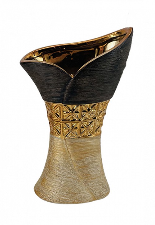 Βάζο Κεραμικό Καφέ/Χρυσό 16,5x9x27εκ