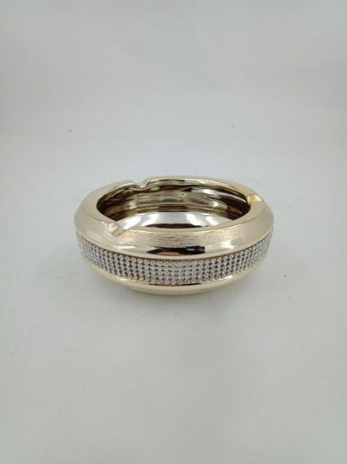 Διακοσμητικό Σαμπανιζέ Κεραμικό Σταχτοδοχείο Με Στρας 15x15x5.5cm