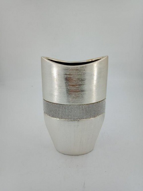 Διακοσμητικό Σαμπανιζέ Κεραμικό Βάζο Με Στρας 18x9x28cm