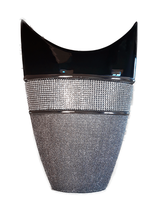 Βάζο Κεραμικό  Με Διακοσμητικά Στρας Ασημί/Μαύρο H6938L-BF17C