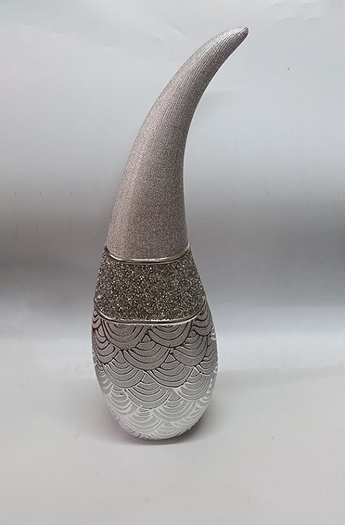 Κεραμικό Διακοσμητικό Ασημί Βάζο Φλόγα 14x10.5x46cm