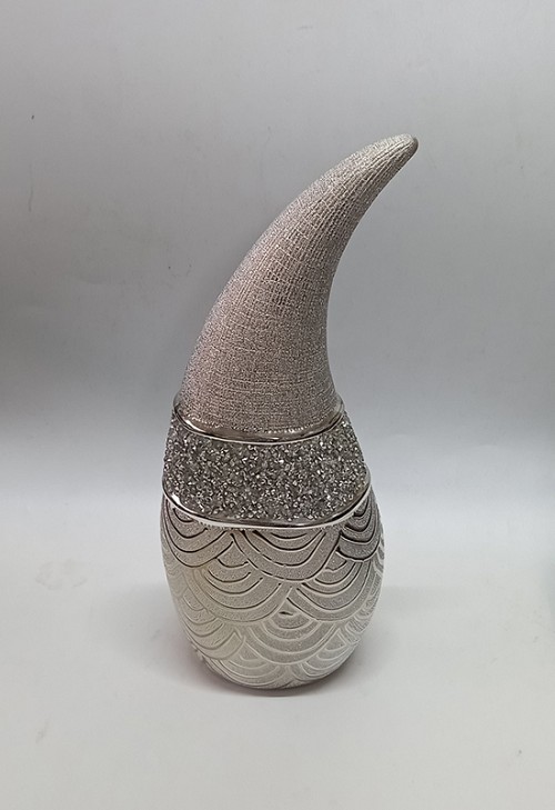 Κεραμικό Διακοσμητικό Ασημί Βάζο Φλόγα  11x9.5x27.5cm
