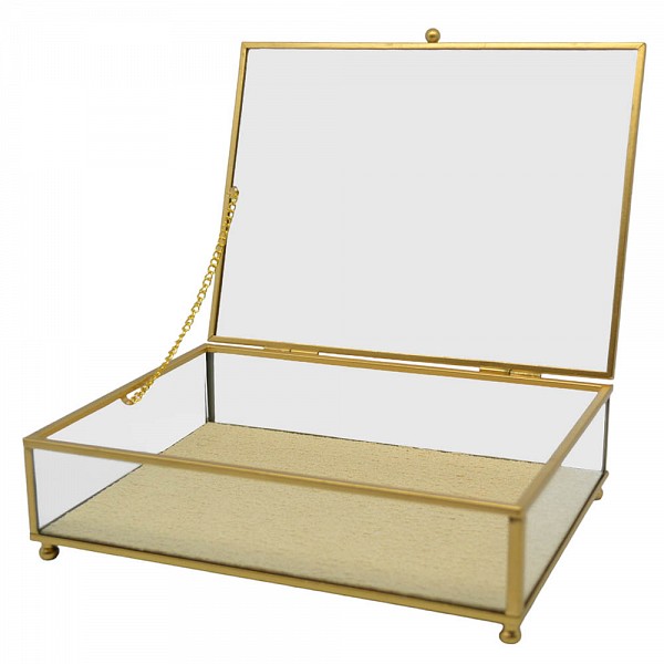 ΚΟΥΤΙ ΑΠΟΘΗΚΕΥΣΗΣ ΚΟΣΜΗΜΑΤΩΝ ΓΥΑΛΙΝΟ ME ΧΡΥΣΟ ΠΛΑΙΣΙΟ 21x16x6εκ. ANKOR