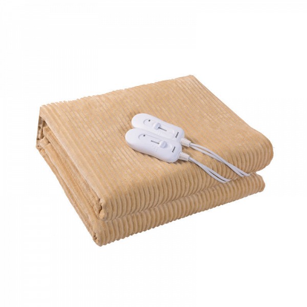 Ηλεκτρικό Επίστρωμα PREB-81082 Primo Διπλό 160x140cm Stripe Flannel Μπέζ PREB-81082