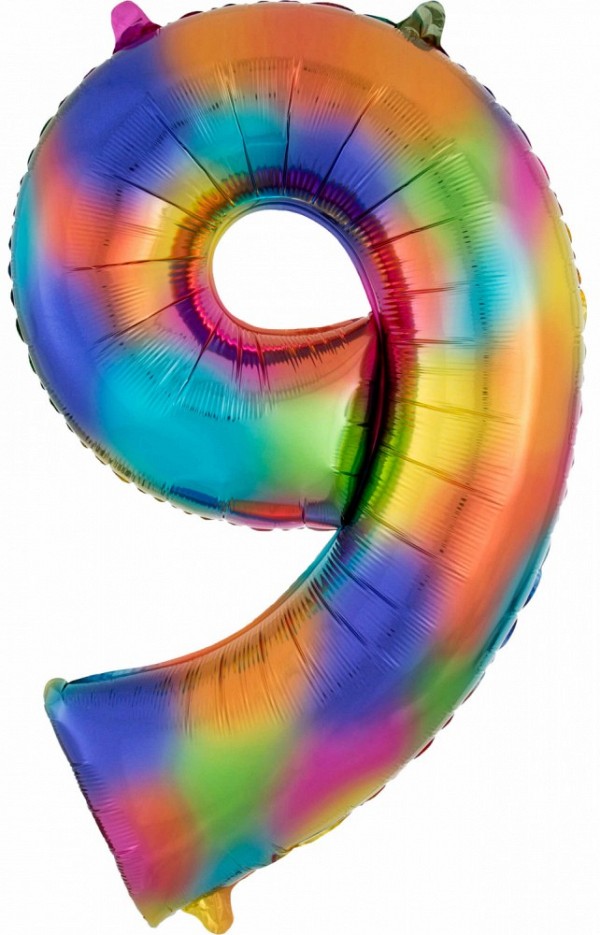 Number Rainbow giant foil number balloon 9, 86*55 cm