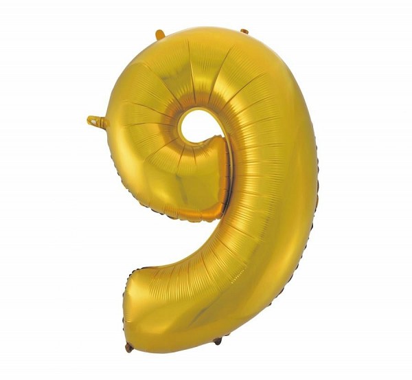 Number Gold Mat Gold Number 9 Foil Balloon 92 cm