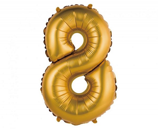Number Gold Matt Gold 8 mini foil balloon 35 cm