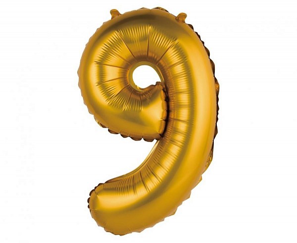 Number Gold Matt Gold 9 mini number foil balloon 35 cm