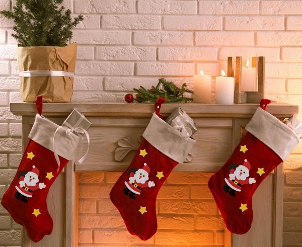 Christmas St. Nicholas i fireplace stocking, boot 47 cm